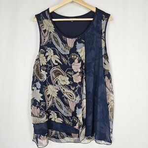 Anna Bella Sleeveless Blouse with Chiffon Detail Size XXL